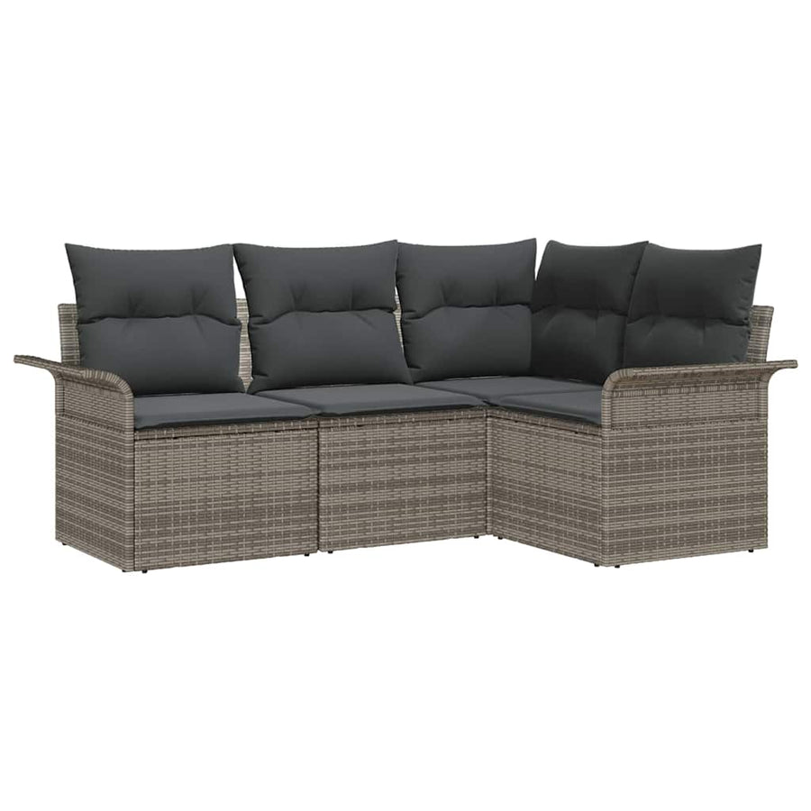 Tuin Sofa Set met opslag 4 pcs Grijs poly rattan