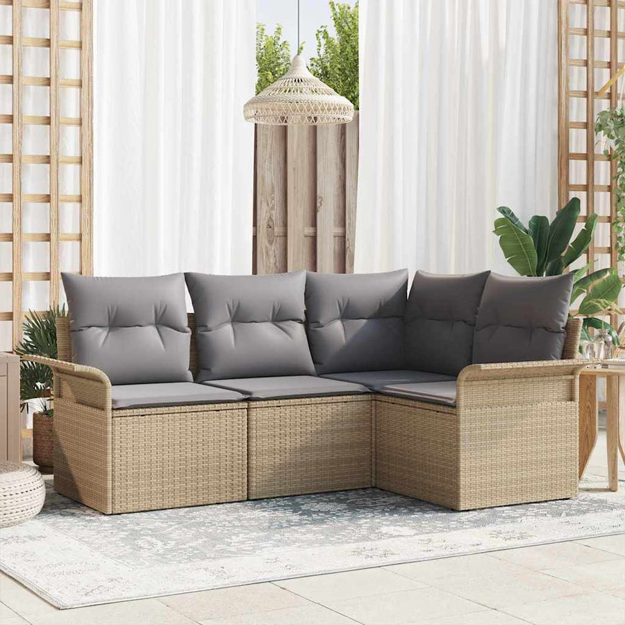 Tuin Sofa Set met opslag 4 pcs Beige poly rattan