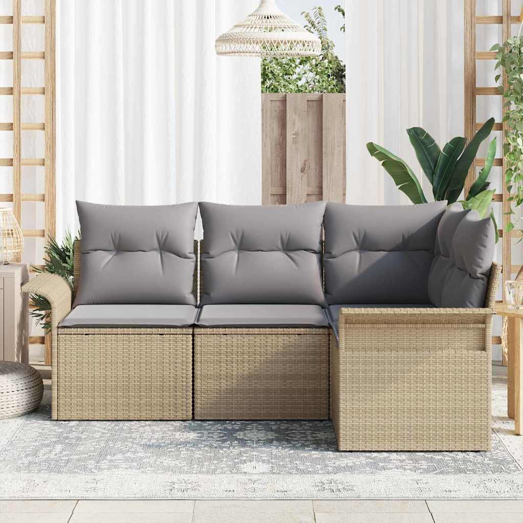 Tuin Sofa Set met opslag 4 pcs Beige poly rattan