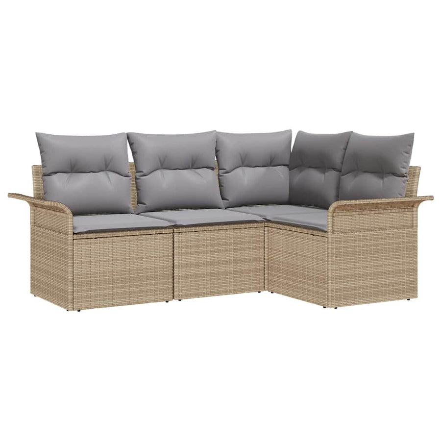 Tuin Sofa Set met opslag 4 pcs Beige poly rattan