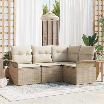 Tuin Sofa Set met opslag 4 pcs Beige poly rattan