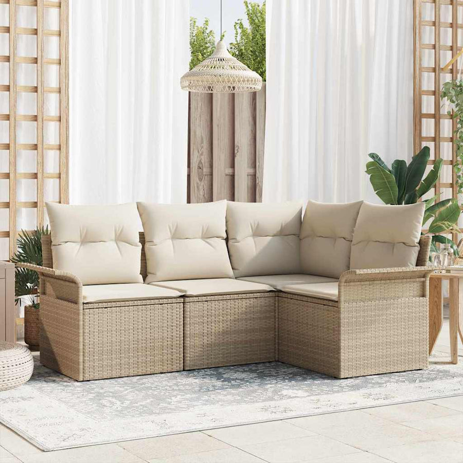 Tuin Sofa Set met opslag 4 pcs Beige poly rattan