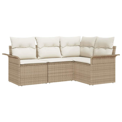 Tuin Sofa Set met opslag 4 pcs Beige poly rattan