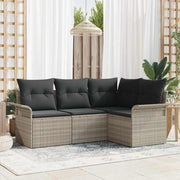 Tuinset poly rattan lichtgrijs 4-delig modulair met opbergruimte