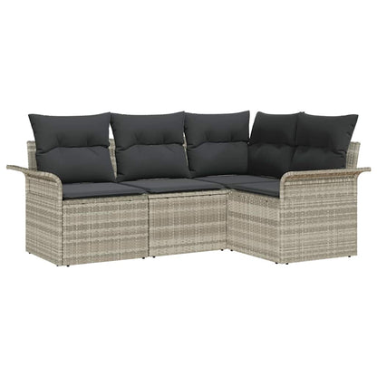 Tuin Sofa Set met opslag 4 pcs Lichtgrijs poly rattan