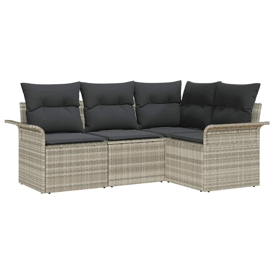 Tuin Sofa Set met opslag 4 pcs Lichtgrijs poly rattan