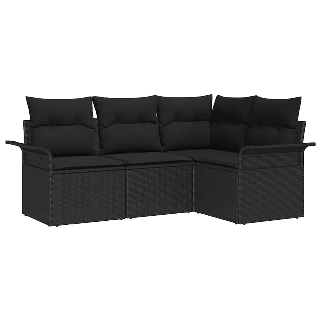 Tuin Sofa Set met opslag 4 pcs Zwart poly rattan