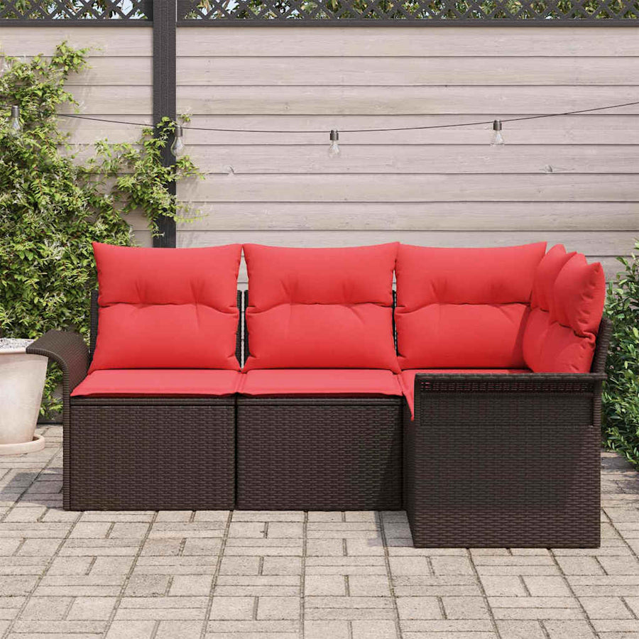 Tuin Sofa Set met opslag 4 pcs Bruin poly rattan