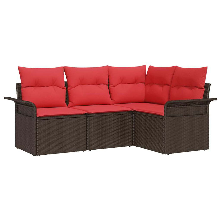 Tuin Sofa Set met opslag 4 pcs Bruin poly rattan