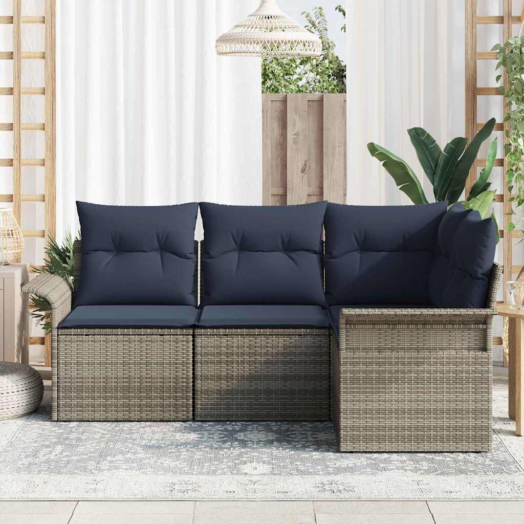 Tuin Sofa Set met opslag 4 pcs Grijs poly rattan