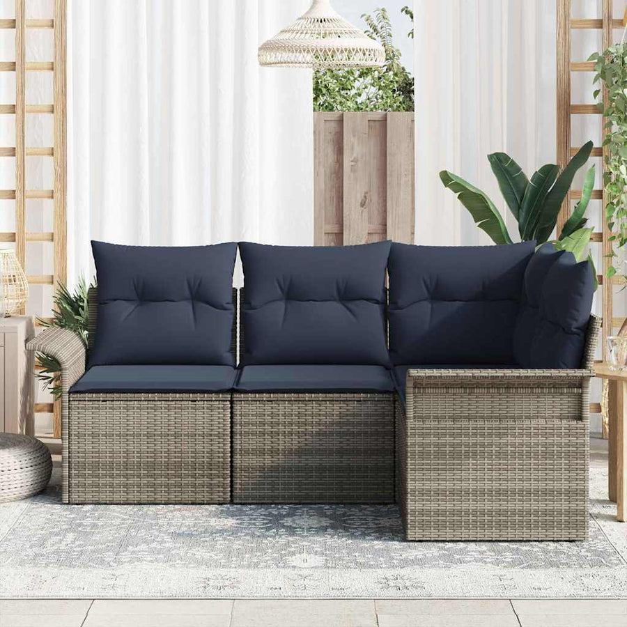 Tuin Sofa Set met opslag 4 pcs Grijs poly rattan