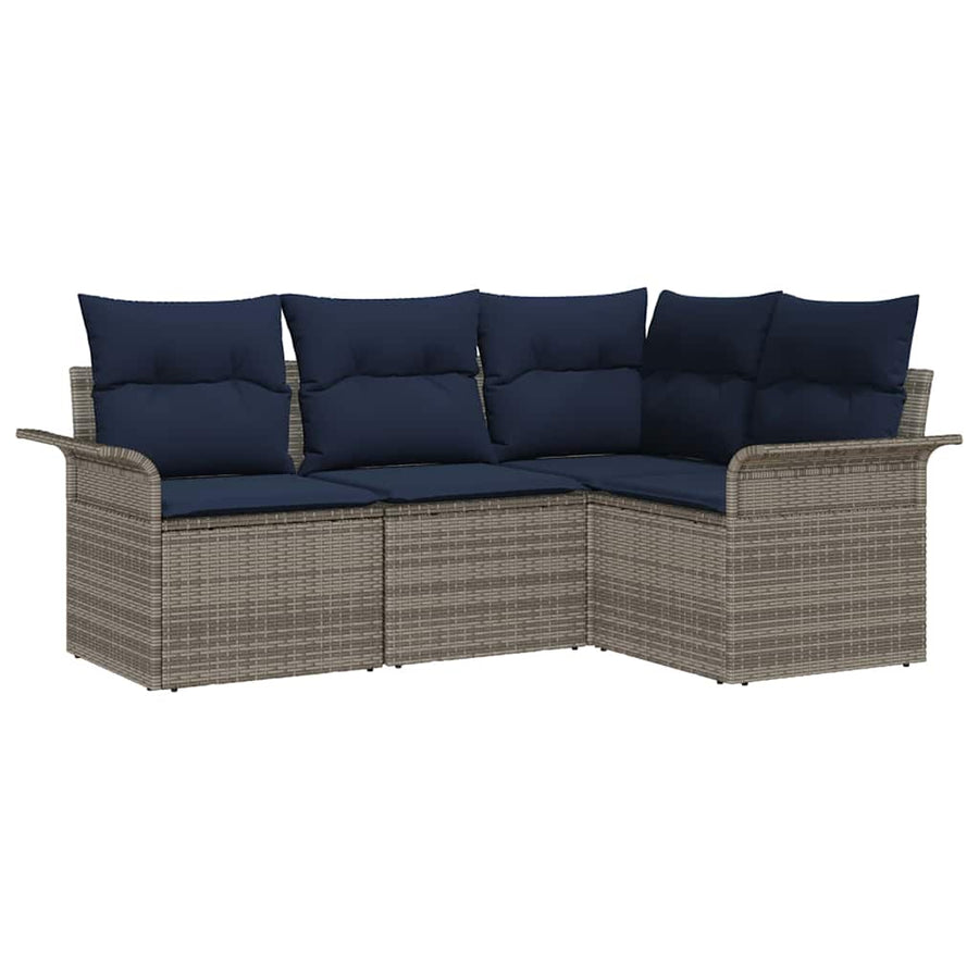 Tuin Sofa Set met opslag 4 pcs Grijs poly rattan