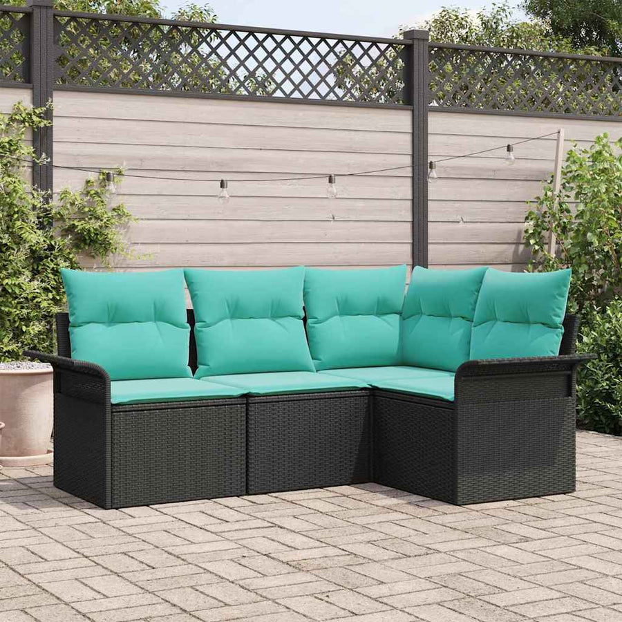 Tuin Sofa Set met opslag 4 pcs Zwart poly rattan