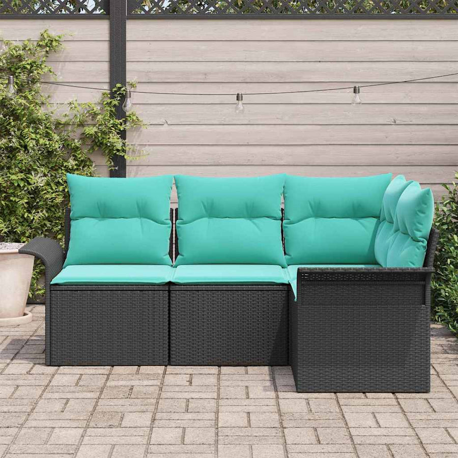 Tuin Sofa Set met opslag 4 pcs Zwart poly rattan