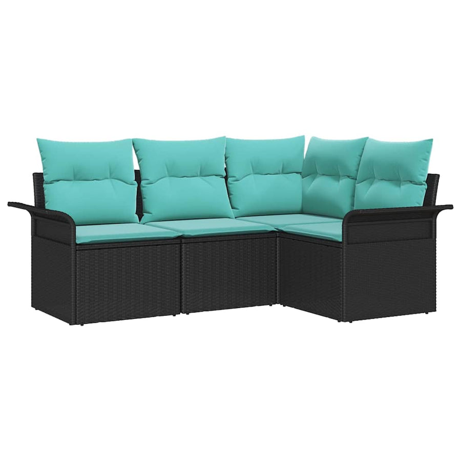 Tuin Sofa Set met opslag 4 pcs Zwart poly rattan