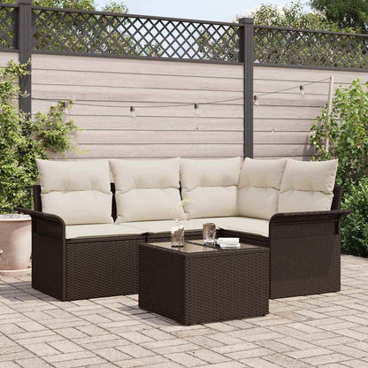 Tuin Sofa Set met opslag 5 pcs Bruin poly rattan