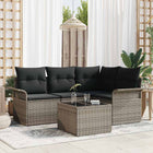 Tuin loungeset poly rattan grijs met opbergruimte