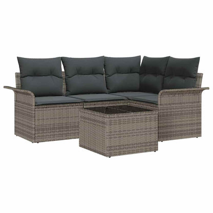 Tuin Sofa Set met opslag 5 pcs Grijs poly rattan