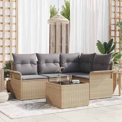 Tuin Sofa Set met opslag 5 pcs Beige poly rattan