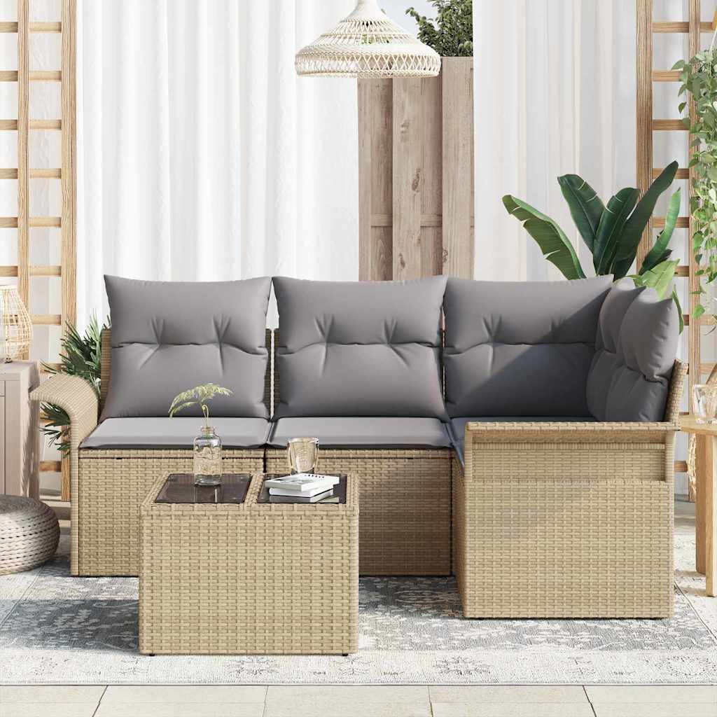 Tuin Sofa Set met opslag 5 pcs Beige poly rattan