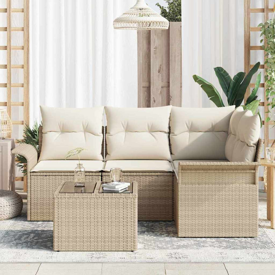 Tuin Sofa Set met opslag 5 pcs Beige poly rattan