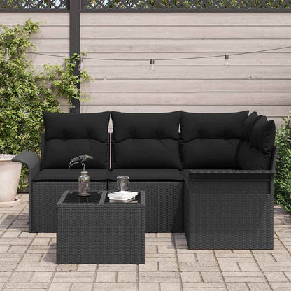 Tuin Sofa Set met opslag 5 pcs Zwart poly rattan
