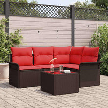 Tuin Sofa Set met opslag 5 pcs Bruin poly rattan
