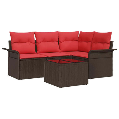 Tuin Sofa Set met opslag 5 pcs Bruin poly rattan