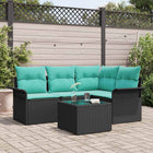 Tuinset poly rattan 5-delig zwart met opslag