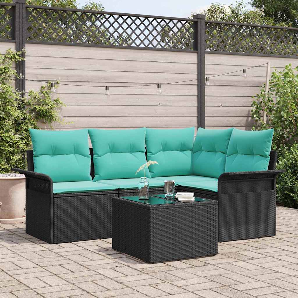 Tuin Sofa Set met opslag 5 pcs Zwart poly rattan