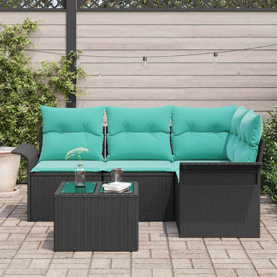 Tuin Sofa Set met opslag 5 pcs Zwart poly rattan
