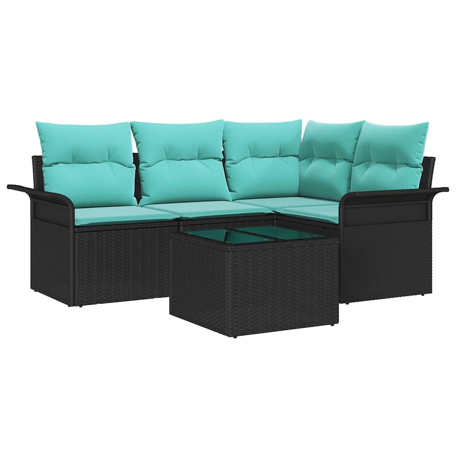 Tuin Sofa Set met opslag 5 pcs Zwart poly rattan