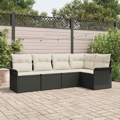 Tuin Sofa Set met opslag 5 pcs Zwart poly rattan