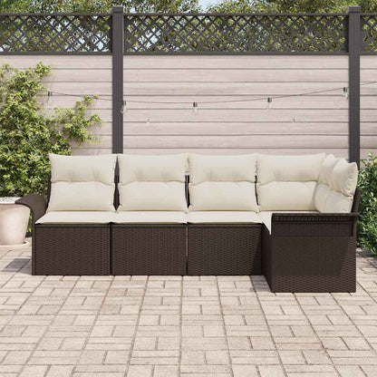 Tuin Sofa Set met opslag 5 pcs Bruin poly rattan
