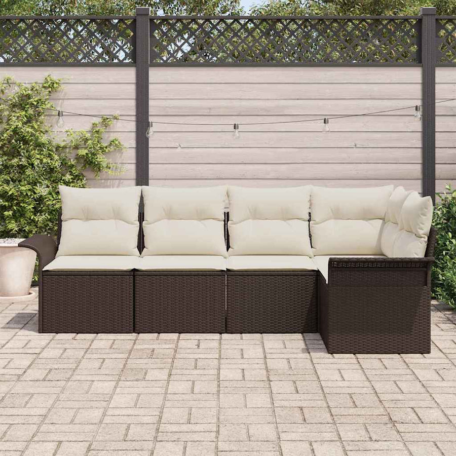 Tuin Sofa Set met opslag 5 pcs Bruin poly rattan