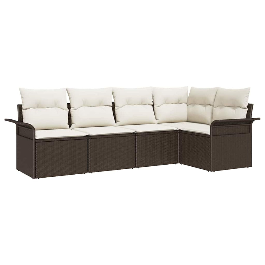 Tuin Sofa Set met opslag 5 pcs Bruin poly rattan
