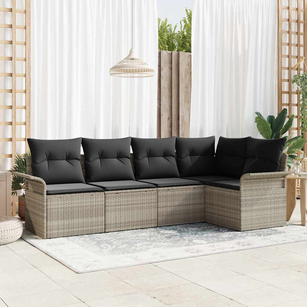 Tuin Sofa Set met opslag 5 pcs Lichtgrijs poly rattan
