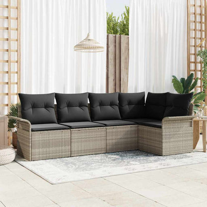 Tuin Sofa Set met opslag 5 pcs Lichtgrijs poly rattan