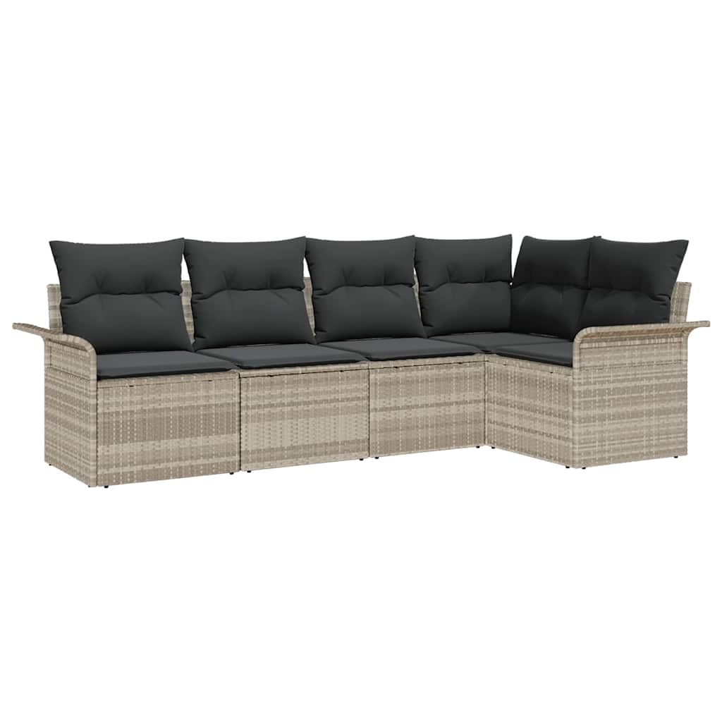 Tuin Sofa Set met opslag 5 pcs Lichtgrijs poly rattan