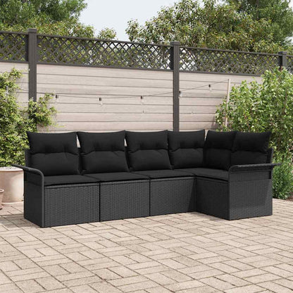 Tuin Sofa Set met opslag 5 pcs Zwart poly rattan