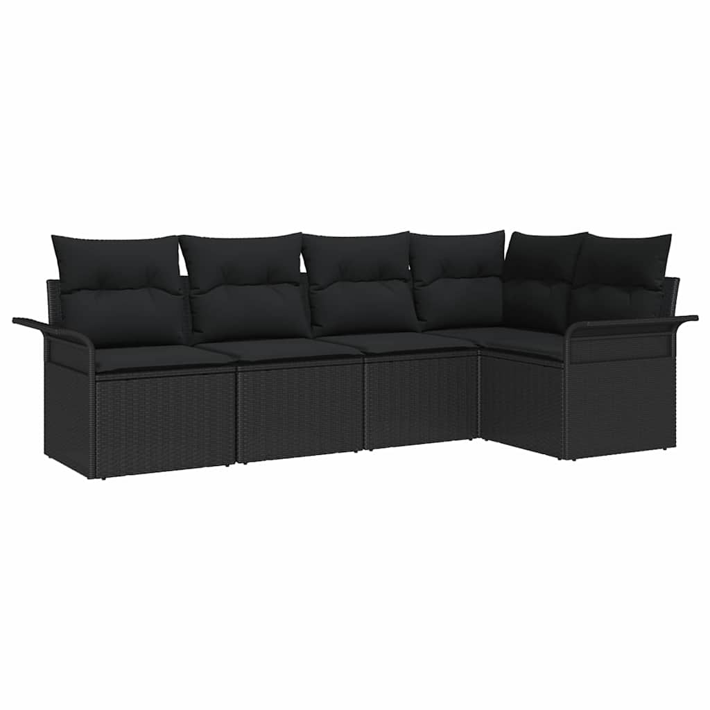 Tuin Sofa Set met opslag 5 pcs Zwart poly rattan