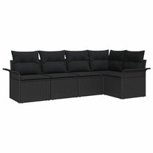 Tuin Sofa Set met opslag 5 pcs Zwart poly rattan