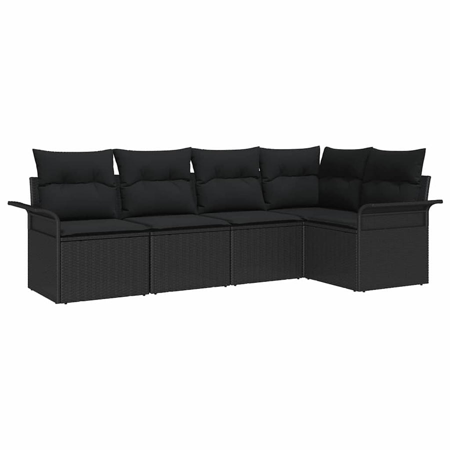Tuin Sofa Set met opslag 5 pcs Zwart poly rattan