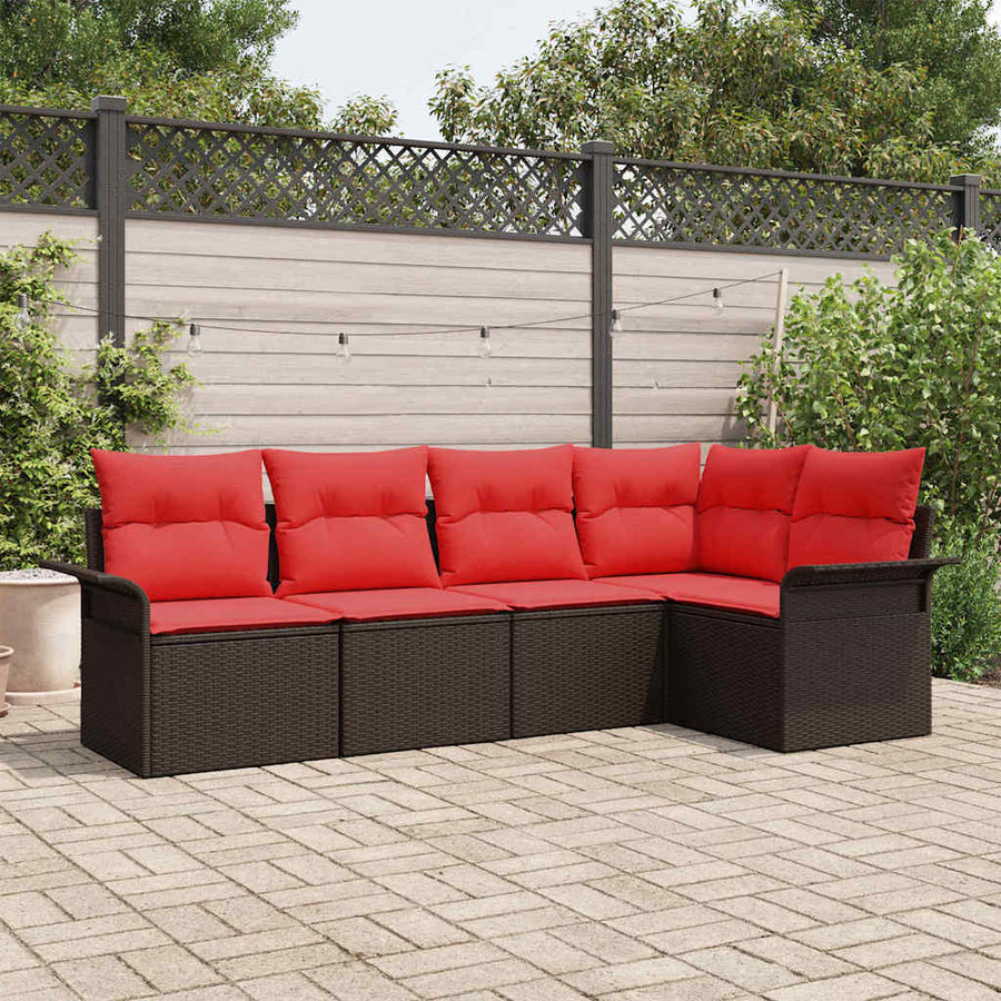 Tuin Sofa Set met opslag 5 pcs Bruin poly rattan