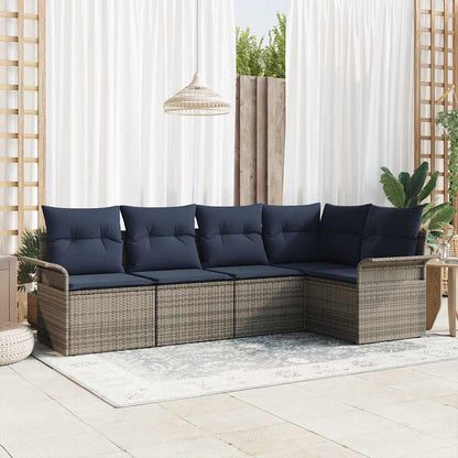 Tuin Sofa Set met opslag 5 pcs Grijs poly rattan