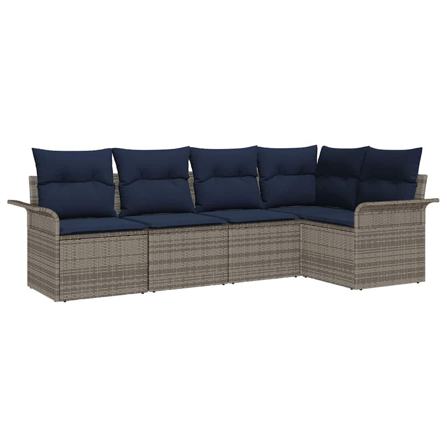 Tuin Sofa Set met opslag 5 pcs Grijs poly rattan
