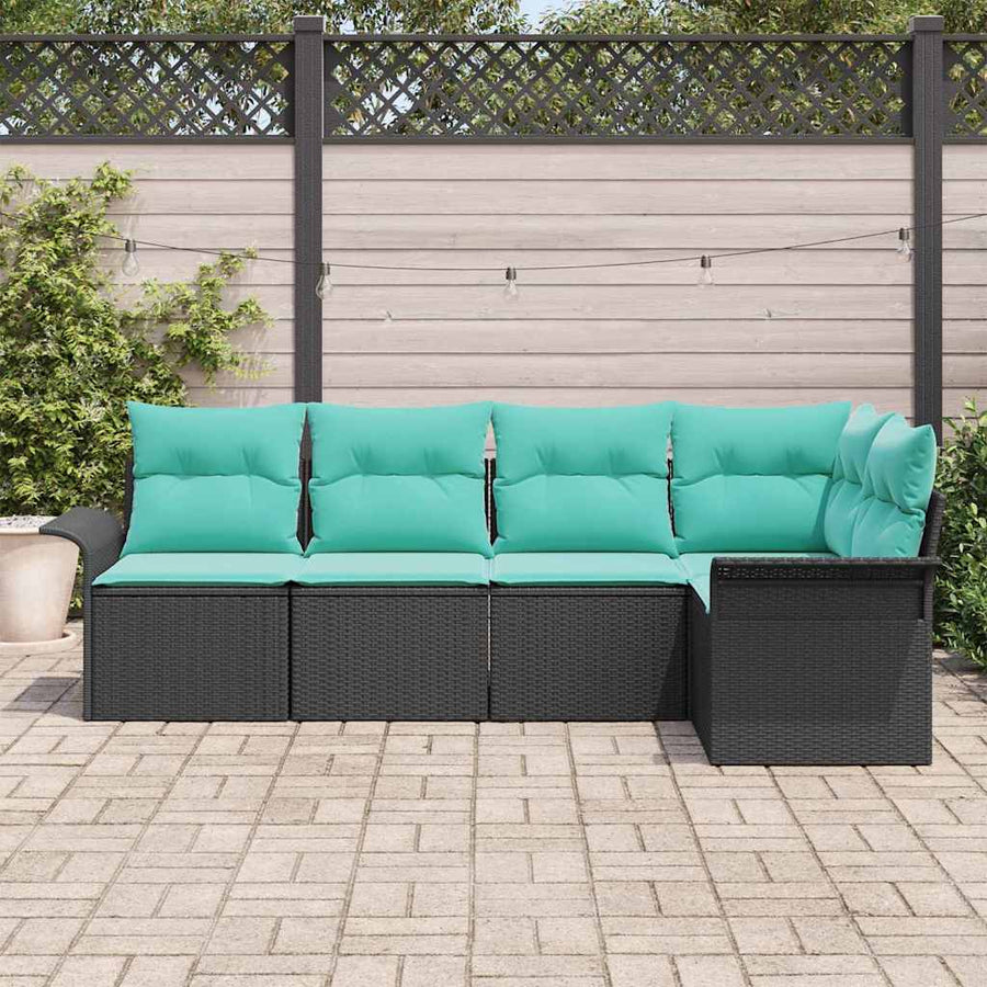 Tuin Sofa Set met opslag 5 pcs Zwart poly rattan