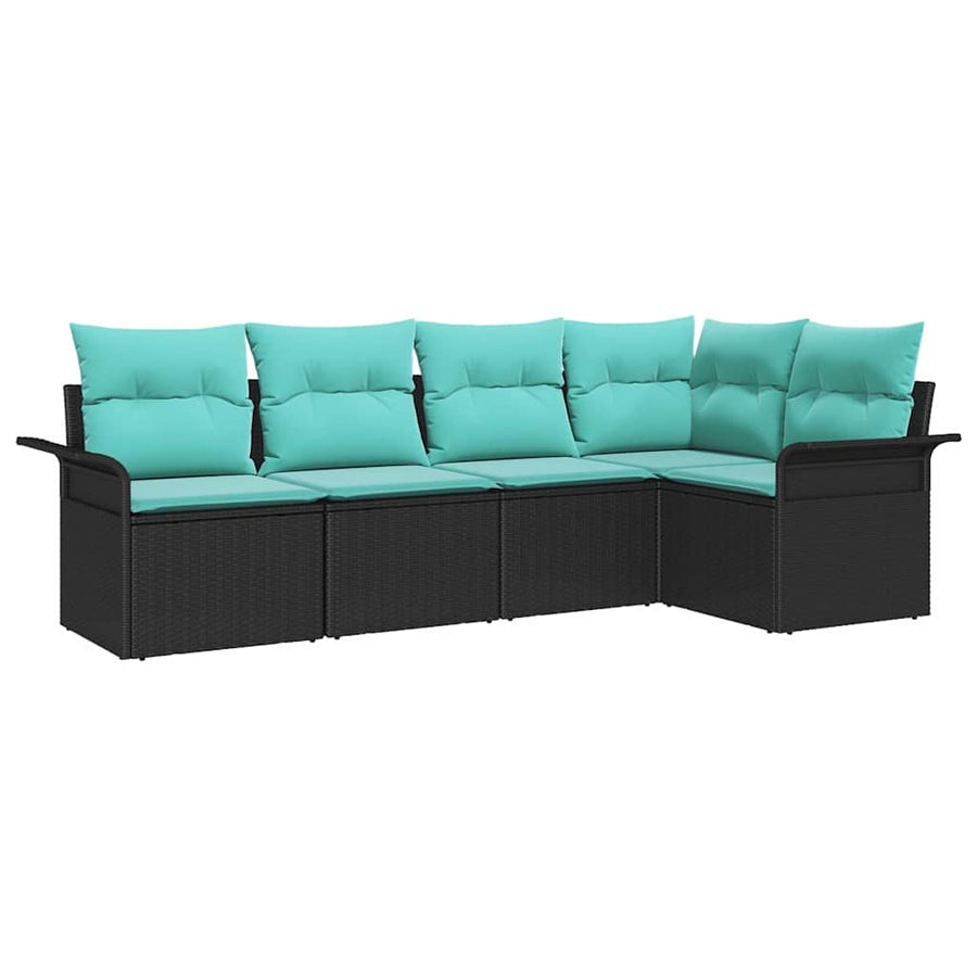 Tuin Sofa Set met opslag 5 pcs Zwart poly rattan