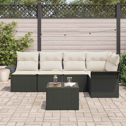 Tuin Sofa Set met kussen met opslag 6 pcs Zwart Poly riet