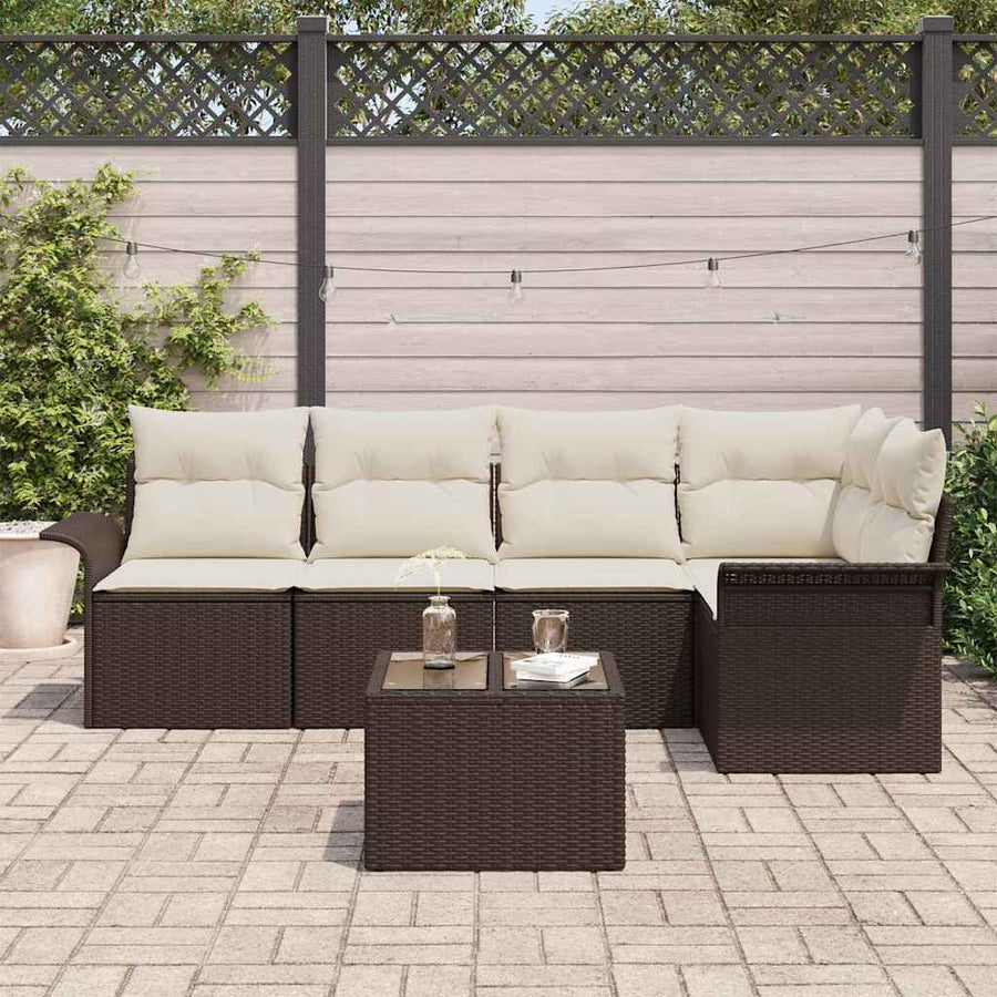 Tuin Sofa Set met opslag 6 pcs Bruin poly rattan